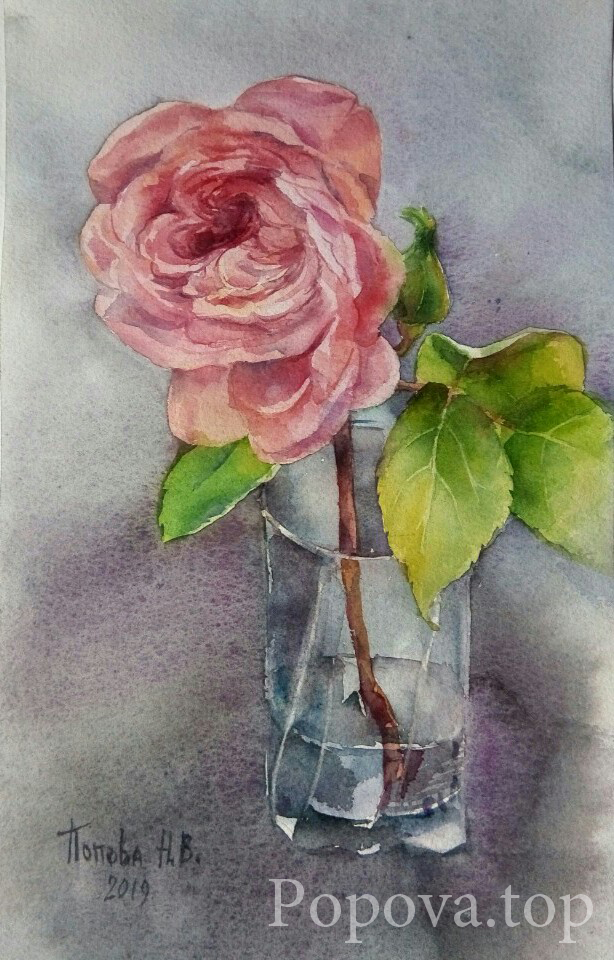 Пепел розы Картина Акварель 18х30 Написана Наталией Поповой - Профессиональным Художником в 2019 году