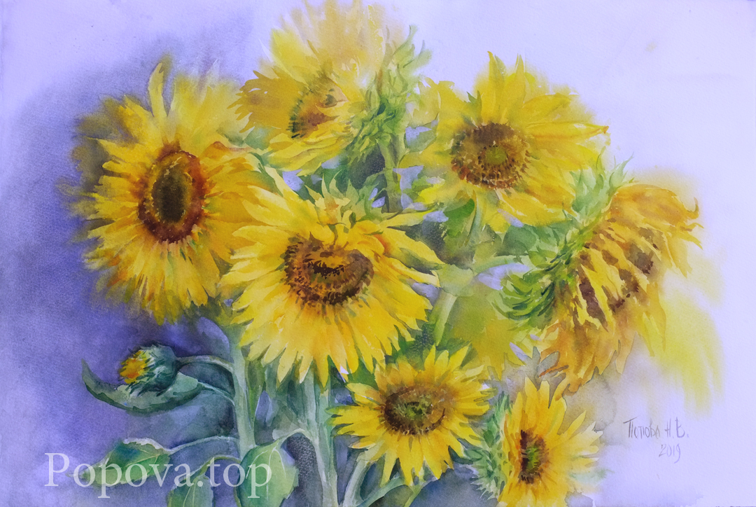 Summer Watercolor Painting 38x56 Written by Natalia Popova - Professional Artist in 2019 