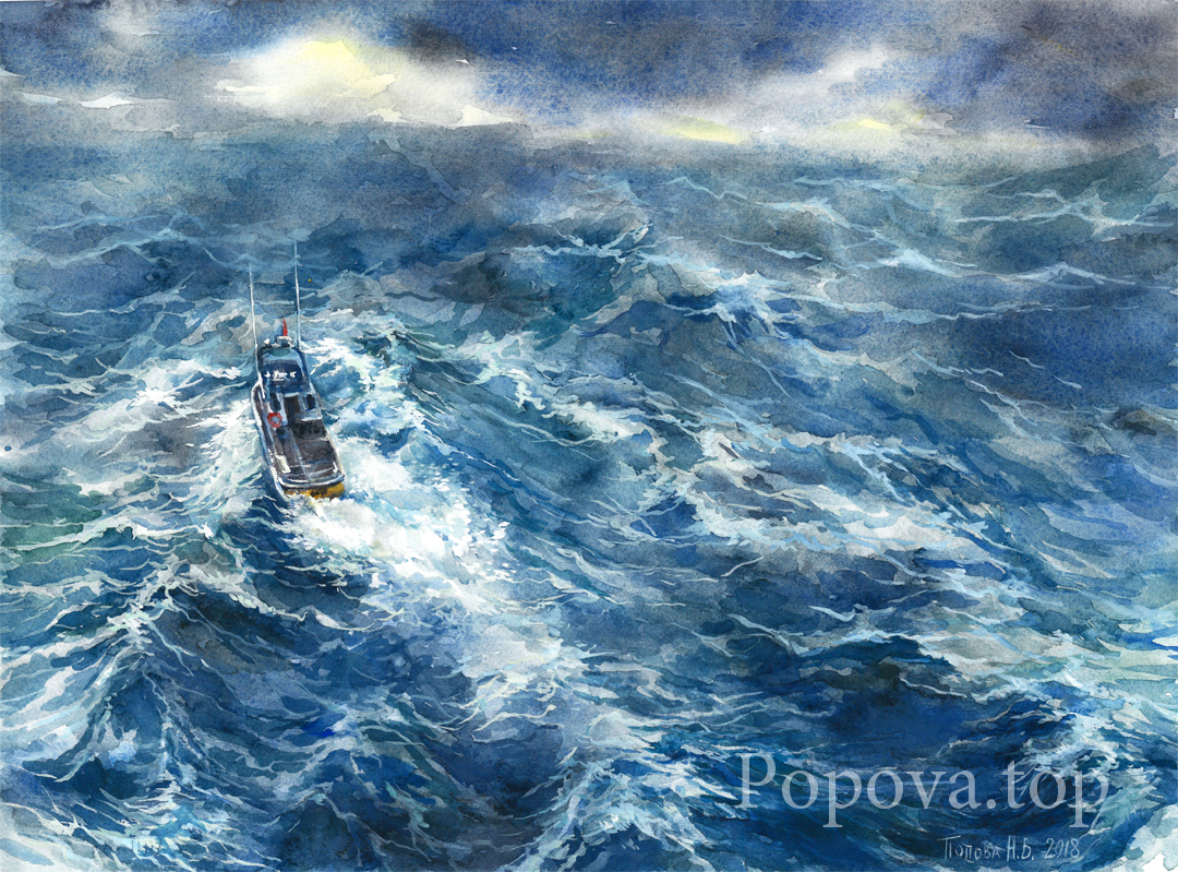 Y esto también pasará la pintura Acuarela 28x38 pintada por Natalia Popova - Artista profesional en 2018 